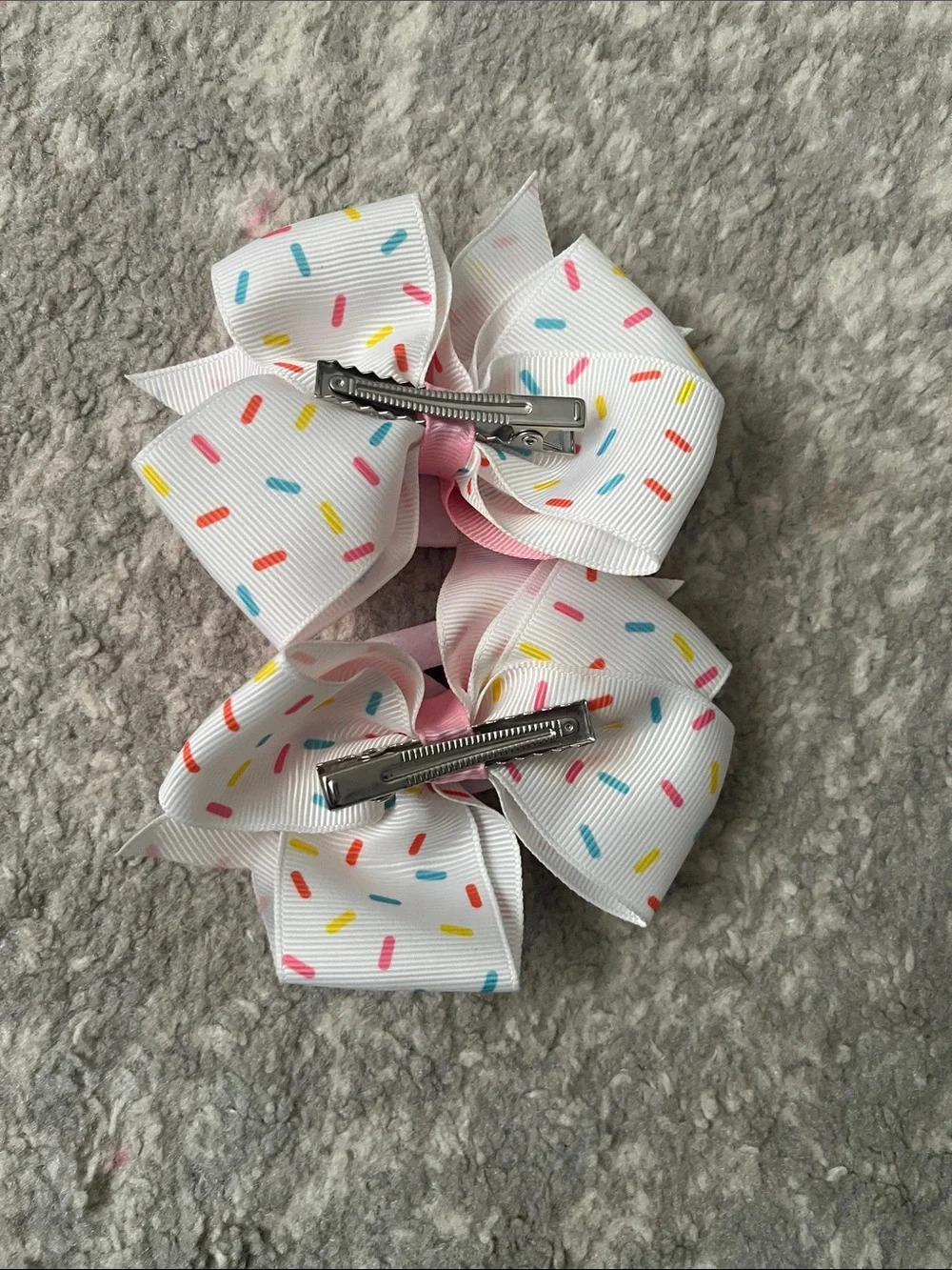 Pink Sprinkle Double-Layer Kids Hair Bows - Pair
